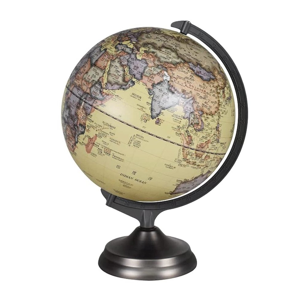 POCHY Practical Globe 12" Educational World Metal Stand Geographic World Globe Illuminated World Globe for School Home Office Beautifully Decor