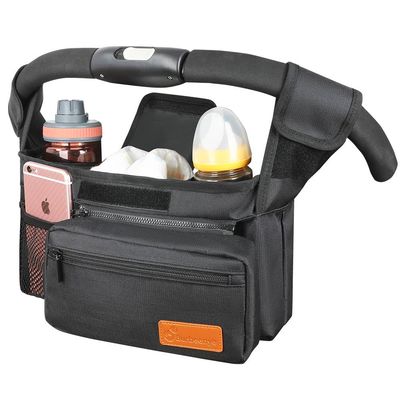 YBW Burbeenye Universal and Adjustable Stroller Organizer Bag for Baby Essentials, Detachable Shoulder Strap, Compatible with Top Stroller Brands: Britax, Uppababy, Silver Cross, Baby Jogger