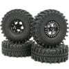 HOBBYSOUL Height 121mm 1.9 Tires and Wheels Rims Black, 1.9 Beadlock Wheels and Tires for 1/10 Mud Crawler Axial SCX10 Traxxas TRX-4 Redcat Gen8 Tamiay CC01, (4-Pack, Assembled) view 1