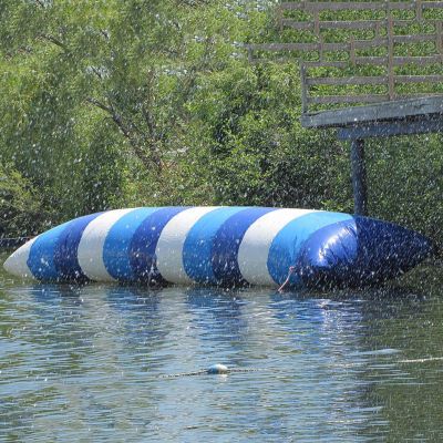 Inflatable Water Catapult Blob, Inflatable Water Drop Jumping Bag, Water Inflatable Catapult Bag Jumping Pillow with Air Pump, Suitable for Adults and Children (Blue & White, 23ft x 6.5ft)