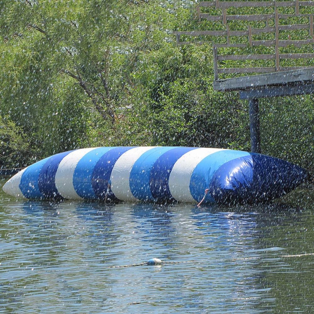 Inflatable Water Catapult Blob, Inflatable Water Drop Jumping Bag, Water Inflatable Catapult Bag Jumping Pillow with Air Pump, Suitable for Adults and Children (Blue & White, 23ft x 6.5ft)