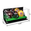 Better Display Cases Acrylic Three Mini - Miniature Football Helmets (not Full Size) Display Case with Mirror Case, Black Risers, Turf Base and Wall Mount 19.25" x 8.25" x 8" (V47/A103) view 2