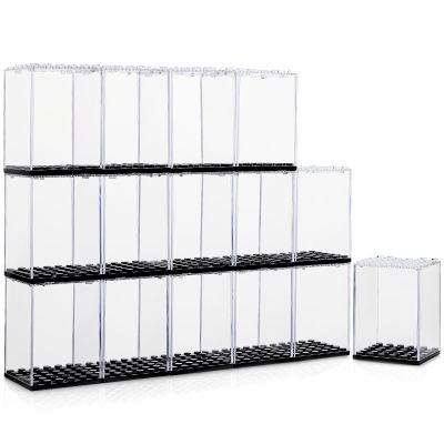 15 Display Cases Fits for Minifigures, Mini-Figures Display Boxes Fits for Figures Display, Single Mini-Figures Storage Case for Figures Collectors, Dust-Proof (Black)