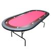 INO Design Poker Table for 10 Player Casino Games 96 inches Light Series with Cup Holders Wooden Racetrack Felt Foldable Legs, Red view 1