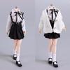 1/12 Scale Female Clothes,Female Student Shirt Pleated Skirt Coat Shoes Costume Outfit Clothing for 6inch PH TBL JO Female Action Figure Body (Long Sleeved Shirt Ver. B) view 2