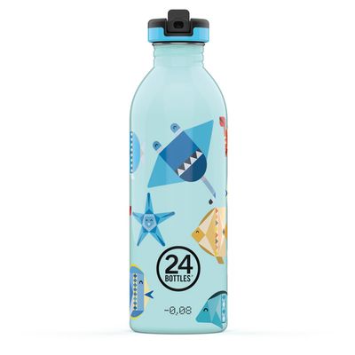 24Bottles Kids Bottle, 500 ml, Stainless Steel, Straw Cap - Sea Friends