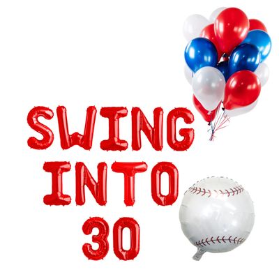 100% LIKED-Baseball 30th Birthday Party Decorations, Swing Into 30 Balloon Banner, Baseball Themed Party Decorations, Baseball Balloon, 30th Birthday Party for Man