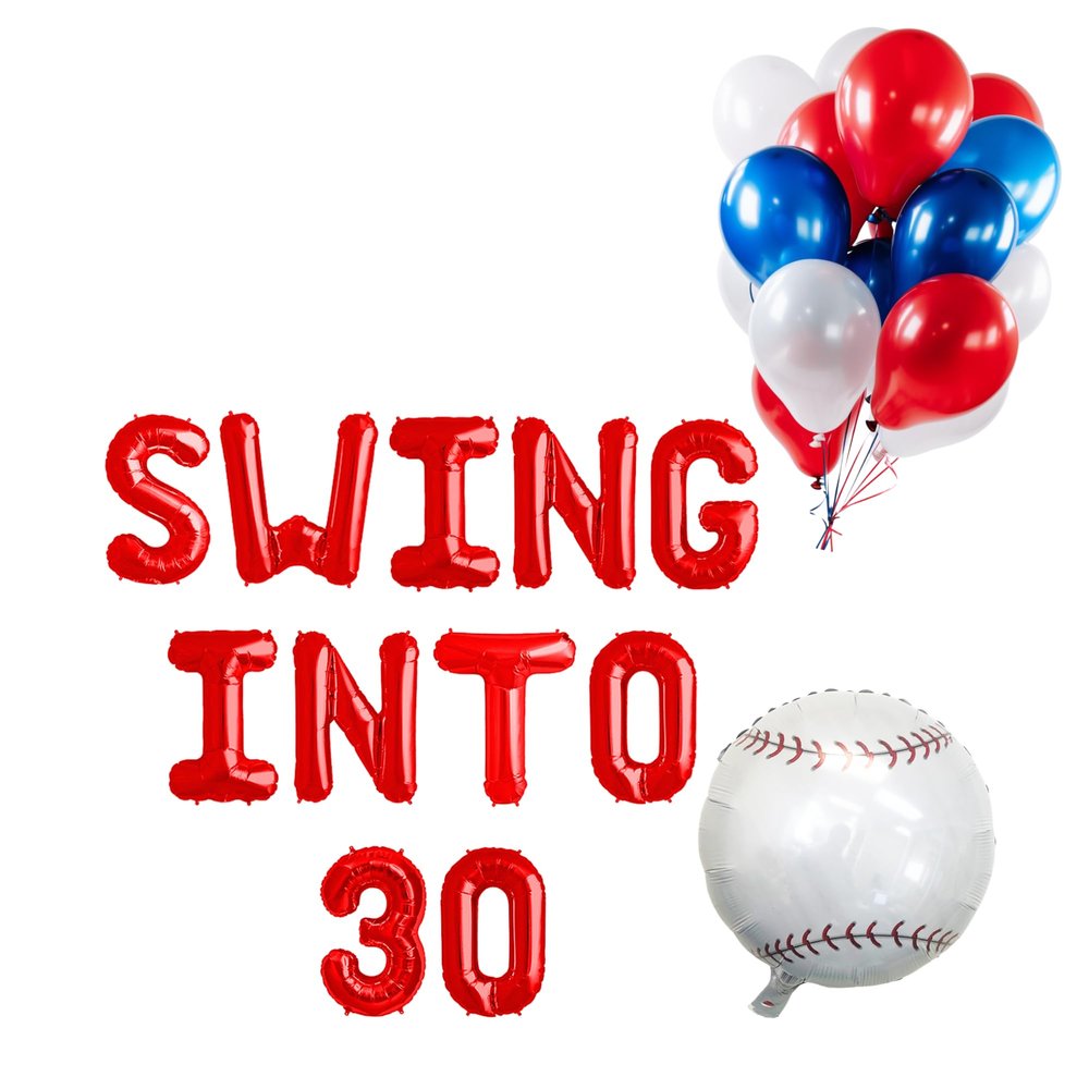 100% LIKED-Baseball 30th Birthday Party Decorations, Swing Into 30 Balloon Banner, Baseball Themed Party Decorations, Baseball Balloon, 30th Birthday Party for Man