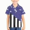 AmzPrint Halloween Shirt for Toddler Boys Spider Web Print Hawaiian Shirts Button Down Purple Tops for Kids Holiday Costume view 2