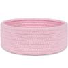ABenkle Small Woven Basket, Empty Tiny Shallow Storage Baskets, Mini Cotton Rope Baskets, Round Decorative Hamper, Basket Storage Bins for Toys, Spa, Socks, Nursery, Living Room- Pink view 1