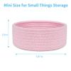 ABenkle Small Woven Basket, Empty Tiny Shallow Storage Baskets, Mini Cotton Rope Baskets, Round Decorative Hamper, Basket Storage Bins for Toys, Spa, Socks, Nursery, Living Room- Pink view 2