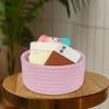 ABenkle Small Woven Basket, Empty Tiny Shallow Storage Baskets, Mini Cotton Rope Baskets, Round Decorative Hamper, Basket Storage Bins for Toys, Spa, Socks, Nursery, Living Room- Pink view 3
