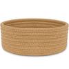 ABenkle Small Woven Basket, Empty Tiny Shallow Storage Basket, Mini Cotton Rope Baskets, Round Decorative Hamper, Basket Storage Bins for Toys, Spa, Socks, Nursery, Living Room- Brown view 1