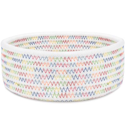 ABenkle Small Woven Basket, Empty Tiny Shallow Storage Basket, Mini Cotton Rope Baskets, Round Decorative Hamper, Basket Storage Bins for Toys, Spa, Socks, Nursery, Living Room