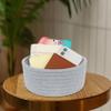 ABenkle Small Woven Basket, Empty Tiny Shallow Storage Basket, Mini Cotton Rope Baskets, Round Decorative Hamper, Basket Storage Bins for Toys, Spa, Socks, Nursery, Living Room- Grey view 3