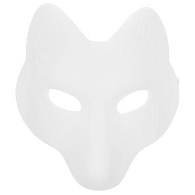 SEWACC White Unpainted DIY Blank Mask Halloween Fox Mask Costume DIY Blank White Fox Unpainted Craft for Halloween Masquerade Party for Party