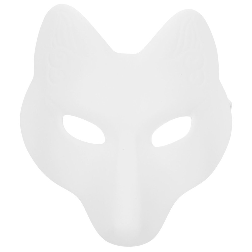 SEWACC White Unpainted DIY Blank Mask Halloween Fox Mask Costume DIY Blank White Fox Unpainted Craft for Halloween Masquerade Party for Party