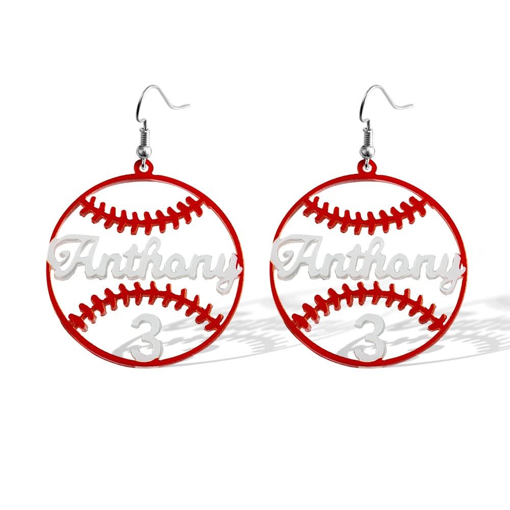 Custom Baseball Earrings Baseball Mom Earrings with Player Name Number Sport Earrings Sports Mom Earrings Personalized Jewelry Gifts For Her Mama