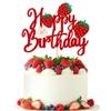 1 Pack Happy Birthday Cake Topper Glitter Strawberry Cake Pick for Fruit Theme Baby Shower Kids Birthday Party Strawberry Fruit Party Cake Decorations Supplies view 1