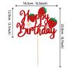 1 Pack Happy Birthday Cake Topper Glitter Strawberry Cake Pick for Fruit Theme Baby Shower Kids Birthday Party Strawberry Fruit Party Cake Decorations Supplies view 2