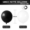 100pcs Black and White Balloons 12 Inch Thickened Latex Balloons for Birthday Wedding Graduation Party Decorations (Black White balloon) view 2