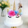 38 PCS Unicorn Cake Topper Unicorn Flower Cake Decorations with Flowers Balls Stars Unicorn Happy Birthday Cake Decorations (Flower) view 3