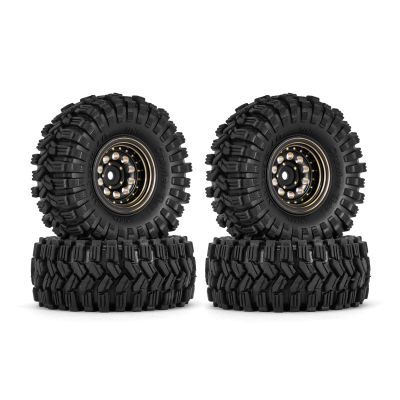 INJORA Black Coating Brass 1.0 Beadlock Wheel Tires Set for Axial SCX24 AX24 TRX4M FCX24 Upgrade 1/24 1/18 RC Crawler CarBlack