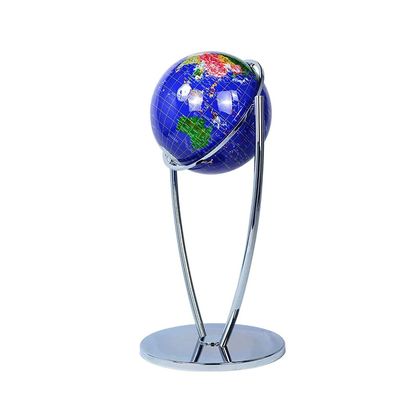 POCHY Practical Globe 720 Rotating Geographic Globes Silver Metal Mirror Stand World Globes 16.5-inch Floor Standing Educational Globe Beautifully Decor