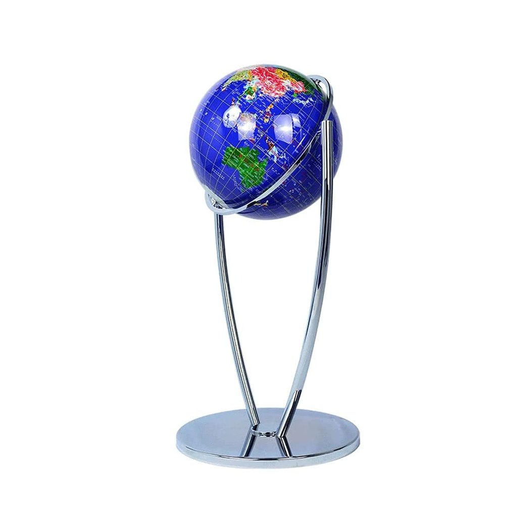 POCHY Practical Globe 720 Rotating Geographic Globes Silver Metal Mirror Stand World Globes 16.5-inch Floor Standing Educational Globe Beautifully Decor