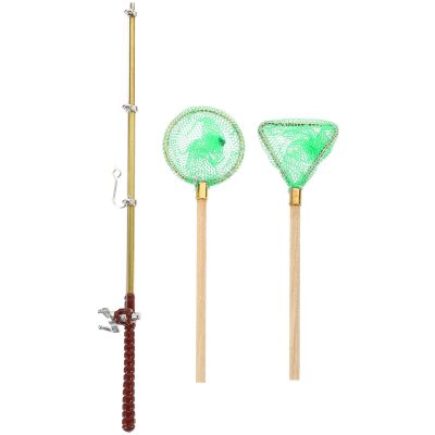 Toddmomy Miniature Fishing Rod and Net Set 1 12 Scale Dollhouse Accessories Mini Fishing Pole Decoration for Doll House Scene Models