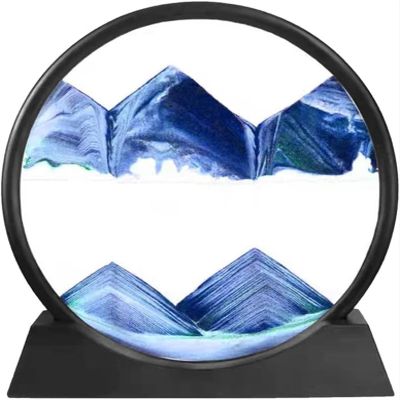 Dynamic Sand Art Motion,Flowing Sand Painting, Moving Sand Art Picture, Flowing Sand Frame Relaxing Desktop Home Office Work Dcor Room3D Deep-sea Sand Painting Art Landscape Home Decoration Desktop