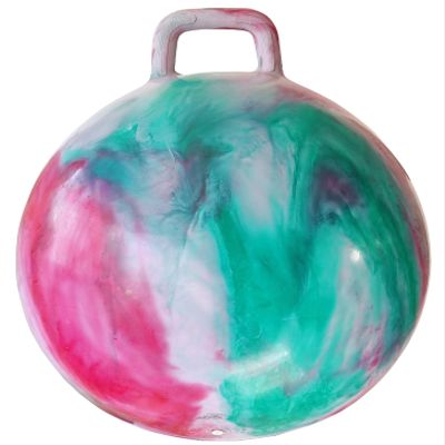 AppleRound Hippity Hoppity Hopball with Pump, Sit-on Bouncy Exercise Ball with Handle, 22 inch / 55 cm for Kids & Teens Ages 10-13, Cloud Colors (Red & Green)