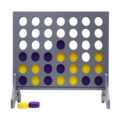 Tailgating Pros Premium Grey Giant Four in a Row with Carrying Case - Jumbo Oversized Outdoor Yard Game - Connect Multiple Pucks in a Row to Win - Many Puck Colors Available!