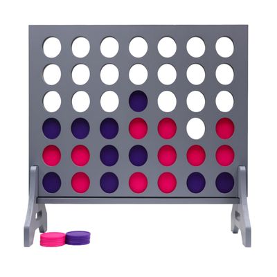Tailgating Pros Premium Grey Giant Four in a Row with Carrying Case - Jumbo Oversized Outdoor Yard Game - Connect Multiple Pucks in a Row to Win - Many Puck Colors Available!