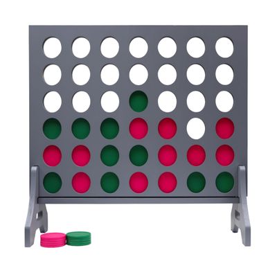 Tailgating Pros Premium Grey Giant Four in a Row with Carrying Case - Jumbo Oversized Outdoor Yard Game - Connect Multiple Pucks in a Row to Win - Many Puck Colors Available!