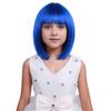 DUDUWIG Girls Blue Bob Wig with Bangs for Kids - Short Straight Blue Wig with Hairnet Include view 1