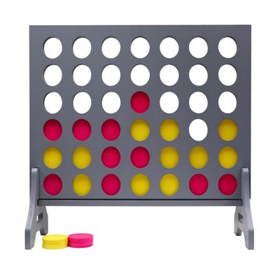 Tailgating Pros Premium Grey Giant Four in a Row with Carrying Case - Jumbo Oversized Outdoor Yard Game - Connect Multiple Pucks in a Row to Win - Many Puck Colors Available!