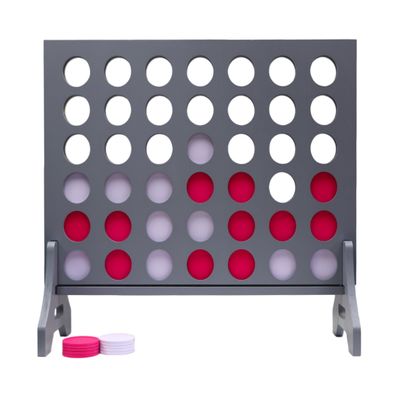 Tailgating Pros Premium Grey Giant Four in a Row with Carrying Case - Jumbo Oversized Outdoor Yard Game - Connect Multiple Pucks in a Row to Win - Many Puck Colors Available!