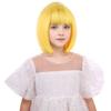DUDUWIG Yellow Wig Short Straight Yellow Bob Wig with Bangs Hairnet Include (Small Size) view 1