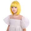 DUDUWIG Yellow Wig Short Straight Yellow Bob Wig with Bangs Hairnet Include (Small Size) view 3