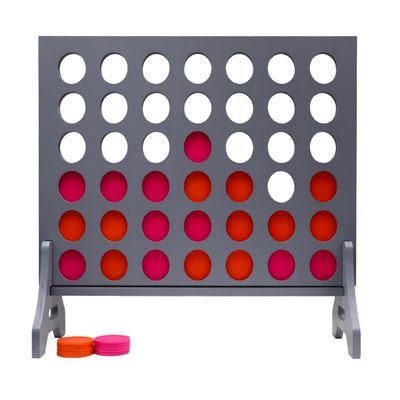 Tailgating Pros Premium Grey Giant Four in a Row with Carrying Case - Jumbo Oversized Outdoor Yard Game - Connect Multiple Pucks in a Row to Win - Many Puck Colors Available!