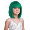DUDUWIG Girls Green Bob Wig Child Bob Wig Green Wigs Short Straight Wig with Bangs for Kids Hairnet Include view 3