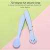 100% Food Grade Silicone BABY Spoon and Fork set|First Stage self feeding Baby Self Feeding Spoons 6+ Months| Toddler Baby Utensils 6-12 Months (Milk White) view 3