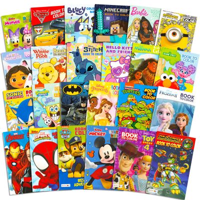 24 Pack Small Coloring Books for Kids Ages 4-8, 2-4 - Bulk Coloring Bundle Classroom Rewards, Prizes, PreK Kindergarten Party Favors with Disney, Nick, More | Mini Activity Books for Boys, Girls