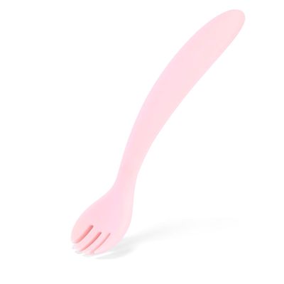 100% Food Grade Silicone BABY Spoon and Fork set|First Stage self feeding Baby Self Feeding Spoons 6+ Months| Toddler Baby Utensils 6-12 Months (Dark Pink)