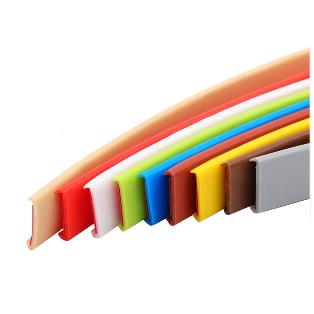 LKYJD U Shape Self Adhesive Veneer Edge Banding, Flexible Furniture Edge Trim, TPE Edge Protector, Safety Edge & Corner Guards for Restoration Table, Cabinets, Chairs, Shelves(Black-8m,U12mm)