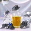 Sotiff 12 Pcs Mini Cowboy Hat Tiny Disco Glitter Hats for Crafts Little Miniature Western Hats for Doll Dessert Pet Gifts(Black) view 2