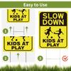 2 Pack Kids at Play Signs for Street with Metal Stake, Children at Play Safety Signs 16" x 12" for Street, Double-Sided Text and Graphics Easier to Identify, Slow Sign for Commercial Use Community view 4