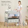 BabyBond Portable Baby Changing Table with 2 Storage Baskets, Foldable Changing Table Dresser Diaper Changing Table Height Adjustable Changing Station for Infant and Newborn(Beige) view 2
