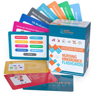 Nurse Readiness Academy Nursing Mnemonics Flashcards: 101+ Illustrated Flashcards for Nursing Students with Proven Memory Devices to Crush Nursing School and Ace The Next Gen NCLEX